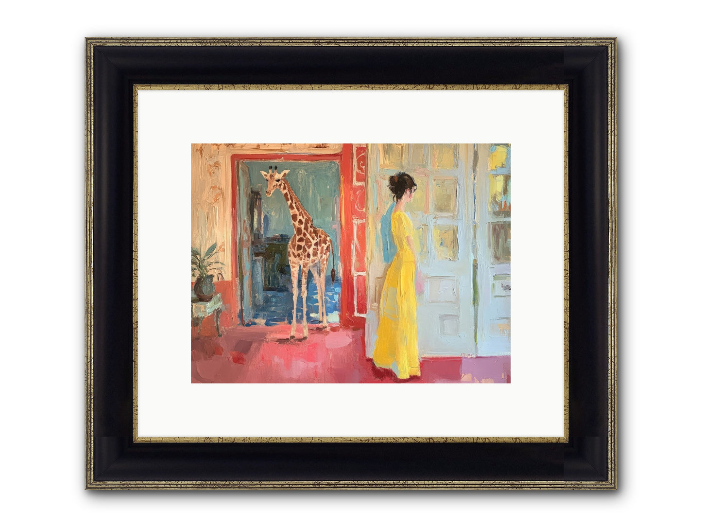 Primrose's Tall Tea Guest Framed Print - Black & Gold 12x9