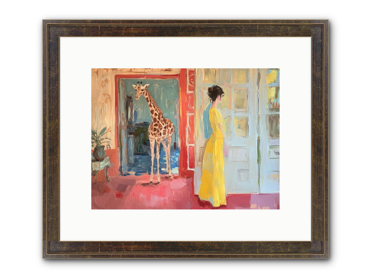Primrose's Tall Tea Guest Framed Print - Slimwoods Black/Gold 12x9