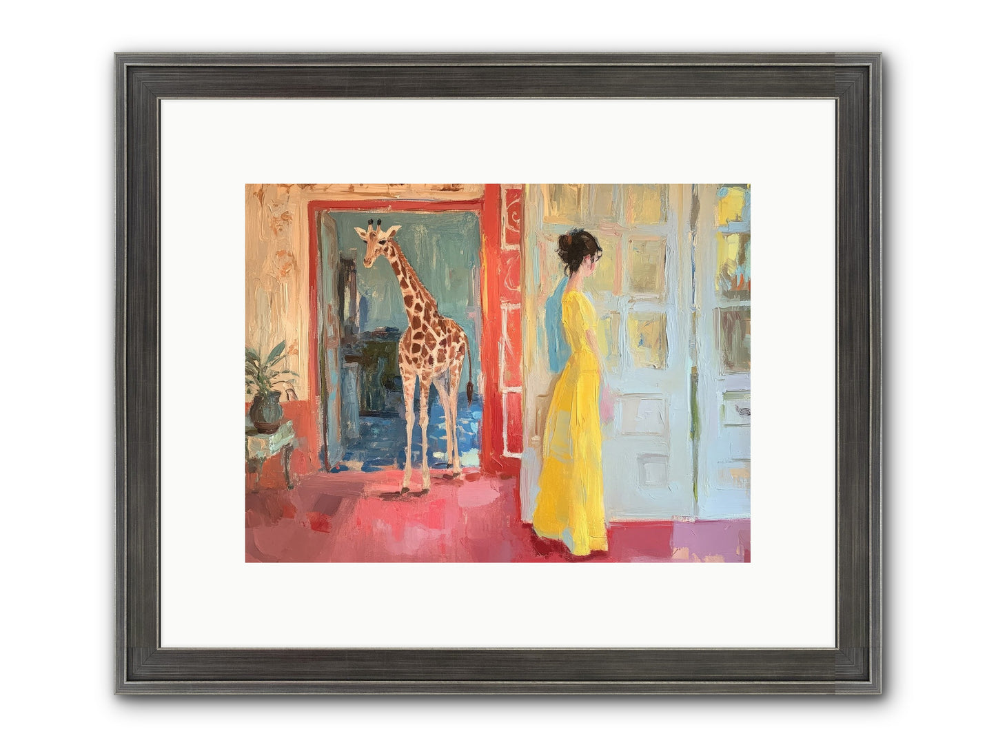 Primrose's Tall Tea Guest Framed Print - Slimwoods Black/Silver 12x9