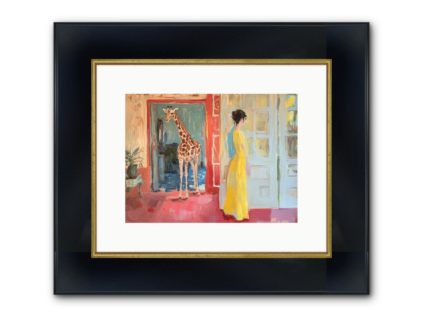Primrose's Tall Tea Guest Framed Print - Wide Black w/Gold 12x9