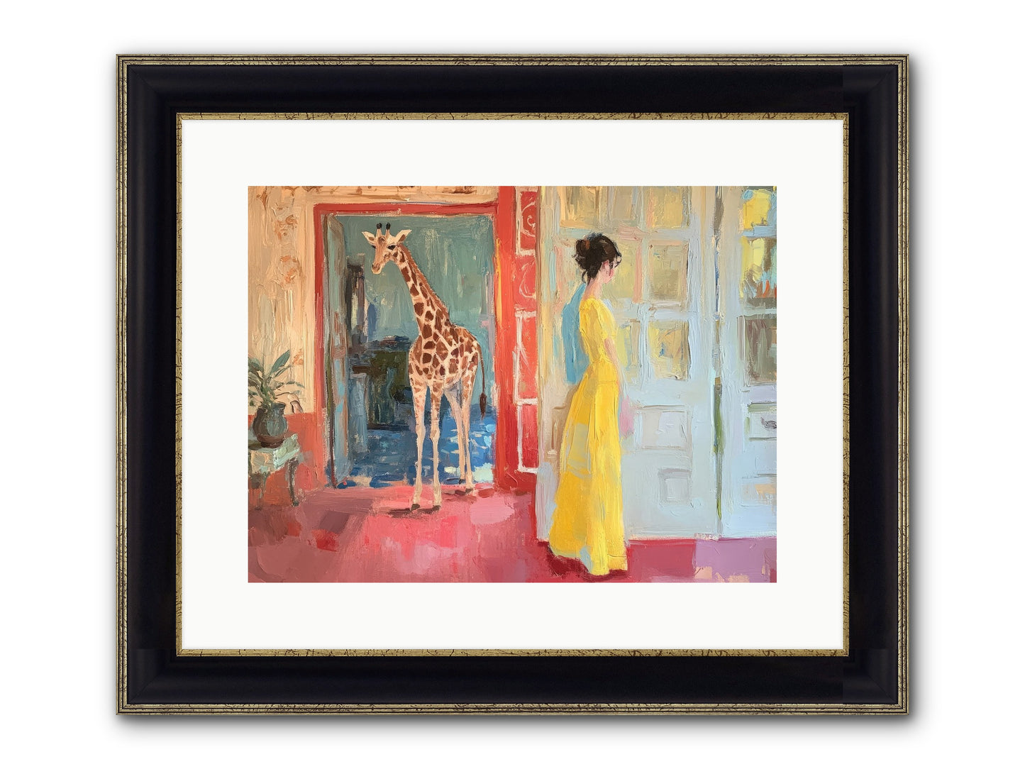 Primrose's Tall Tea Guest Framed Print - Black & Gold 16x12