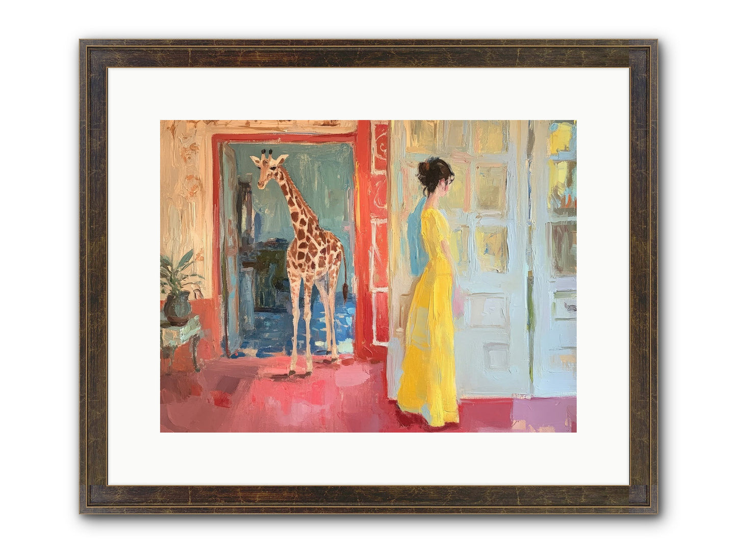 Primrose's Tall Tea Guest Framed Print - Slimwoods Black/Gold 16x12