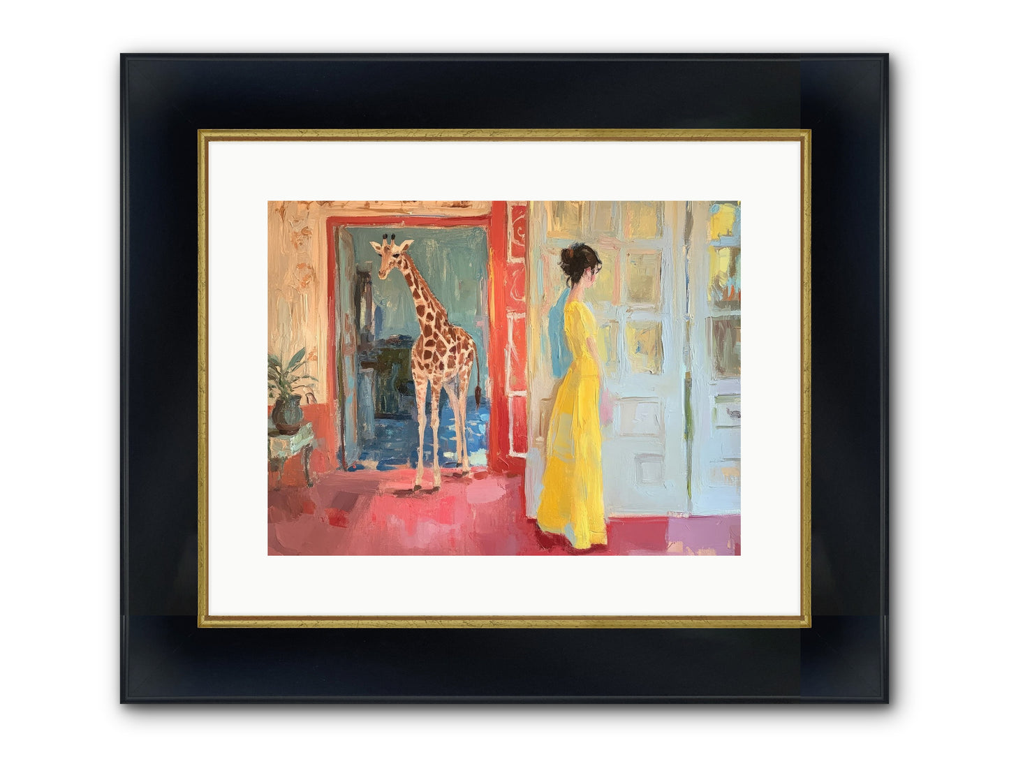 Primrose's Tall Tea Guest Framed Print - Wide Black w/Gold 16x12