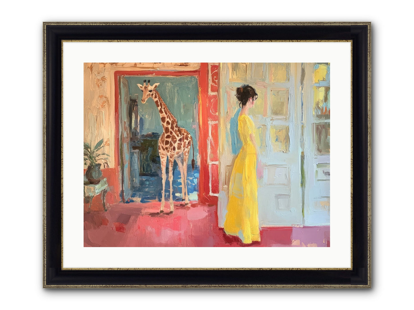 Primrose's Tall Tea Guest Framed Print - Black & Gold 24x18