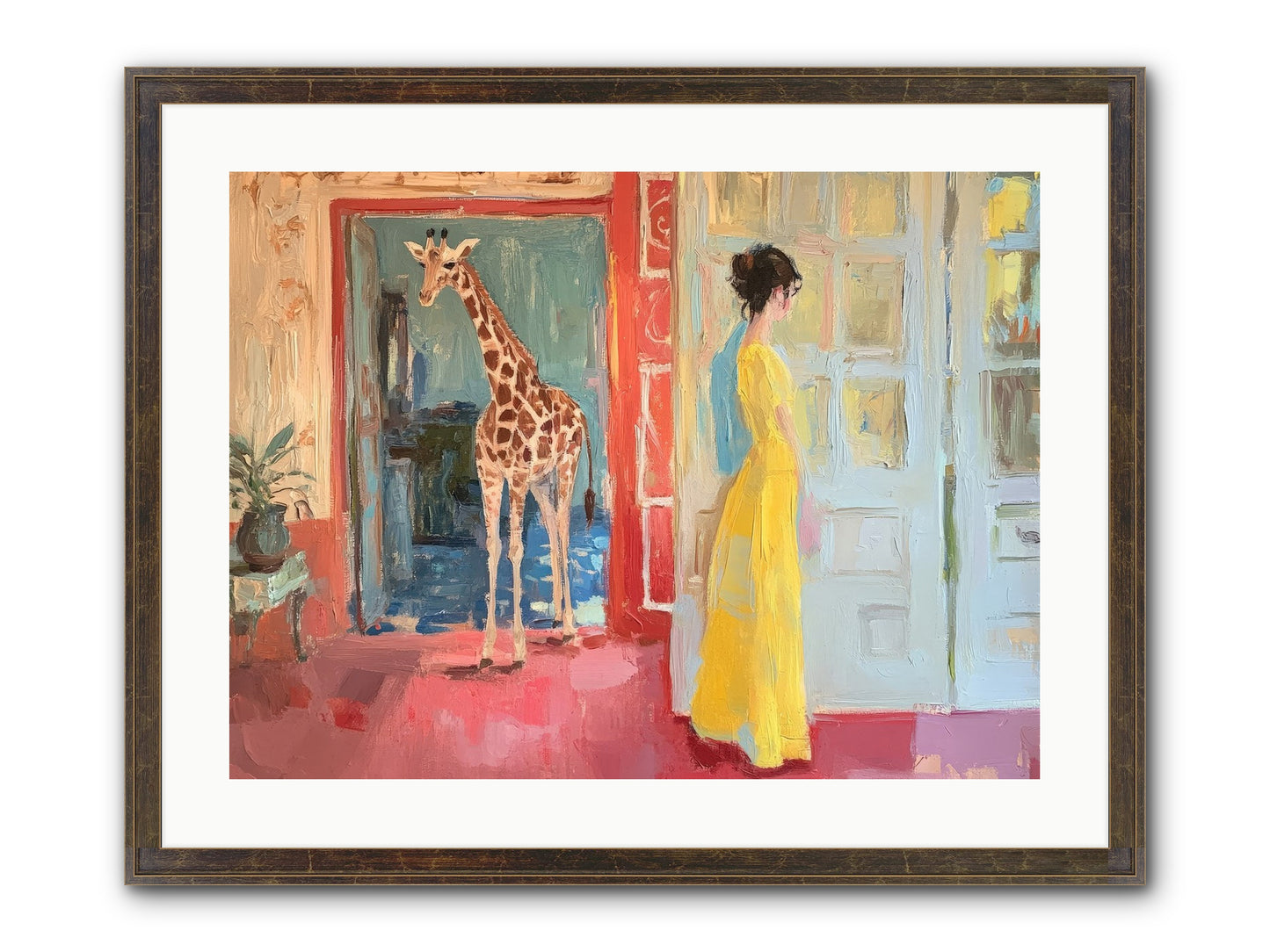 Primrose's Tall Tea Guest Framed Print - Slimwoods Black/Gold 24x18