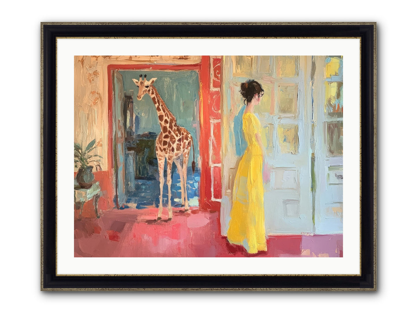 Primrose's Tall Tea Guest Framed Print - Black & Gold 32x24