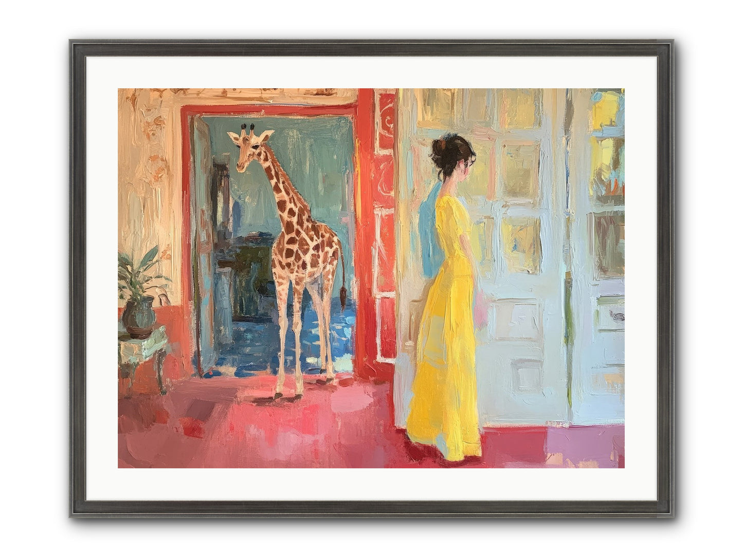 Primrose's Tall Tea Guest Framed Print - Slimwoods Black/Silver 32x24