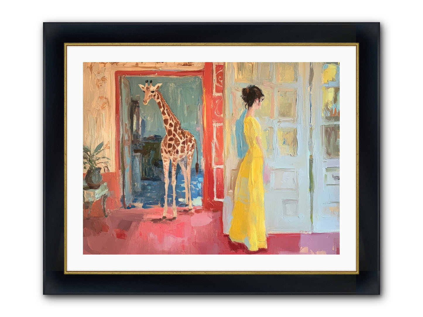 Primrose's Tall Tea Guest Framed Print - Wide Black w/Gold 32x24