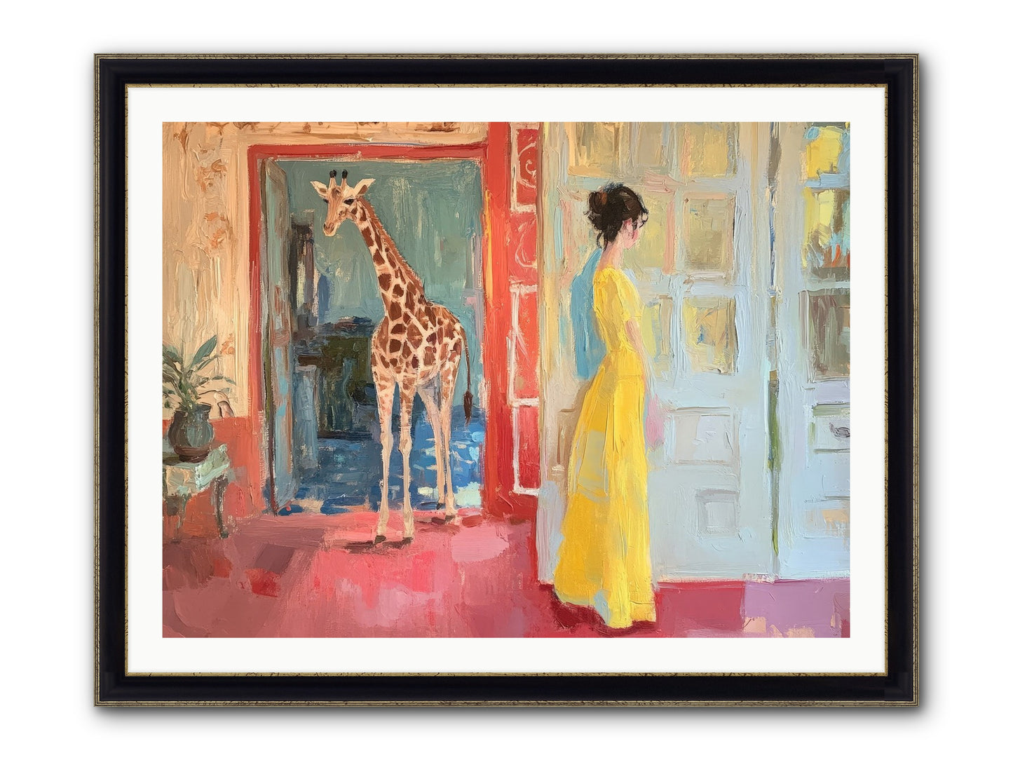 Primrose's Tall Tea Guest Framed Print - Black & Gold 40x30