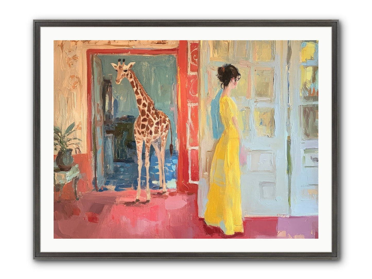 Primrose's Tall Tea Guest Framed Print - Slimwoods Black/Silver 40x30