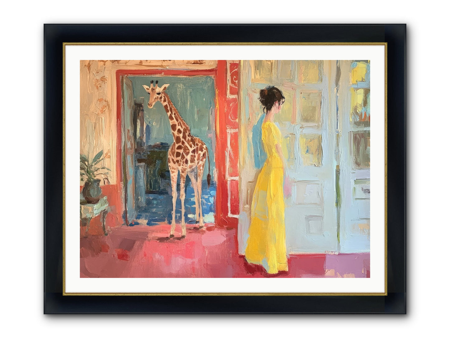 Primrose's Tall Tea Guest Framed Print - Wide Black w/Gold 40x30