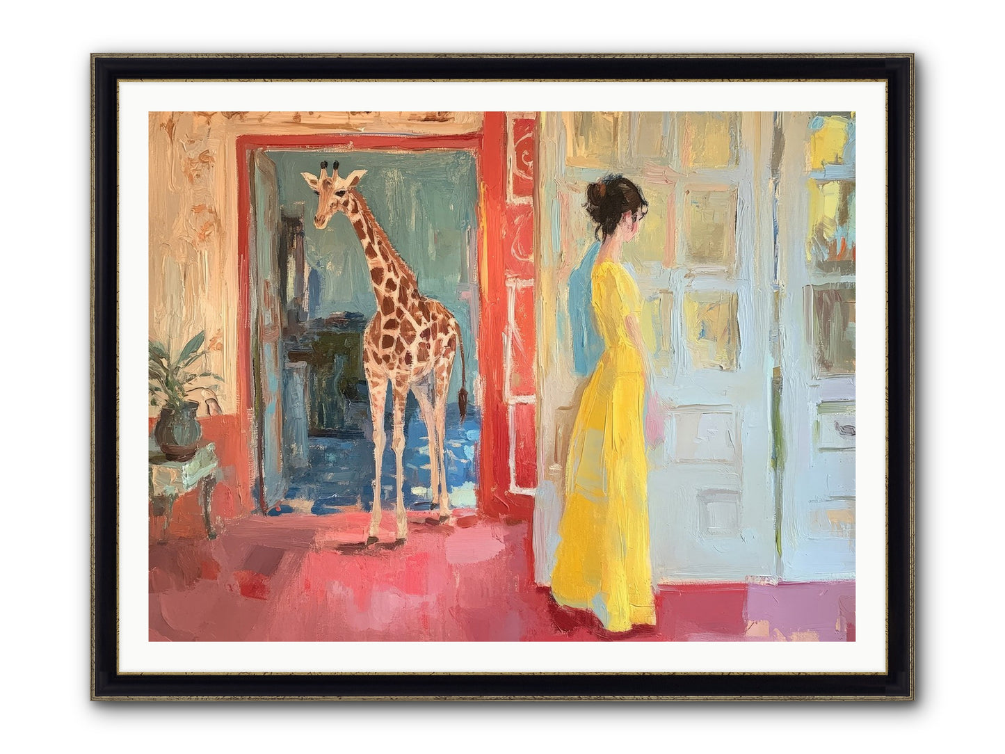 Primrose's Tall Tea Guest Framed Print - Black & Gold 48x36