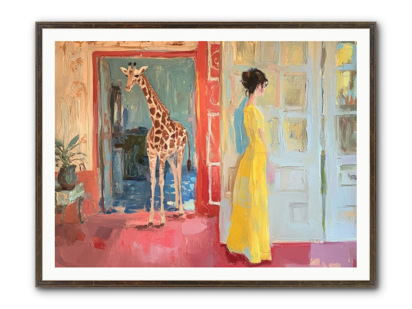 Primrose's Tall Tea Guest Framed Print - Slimwoods Black/Gold 48x36