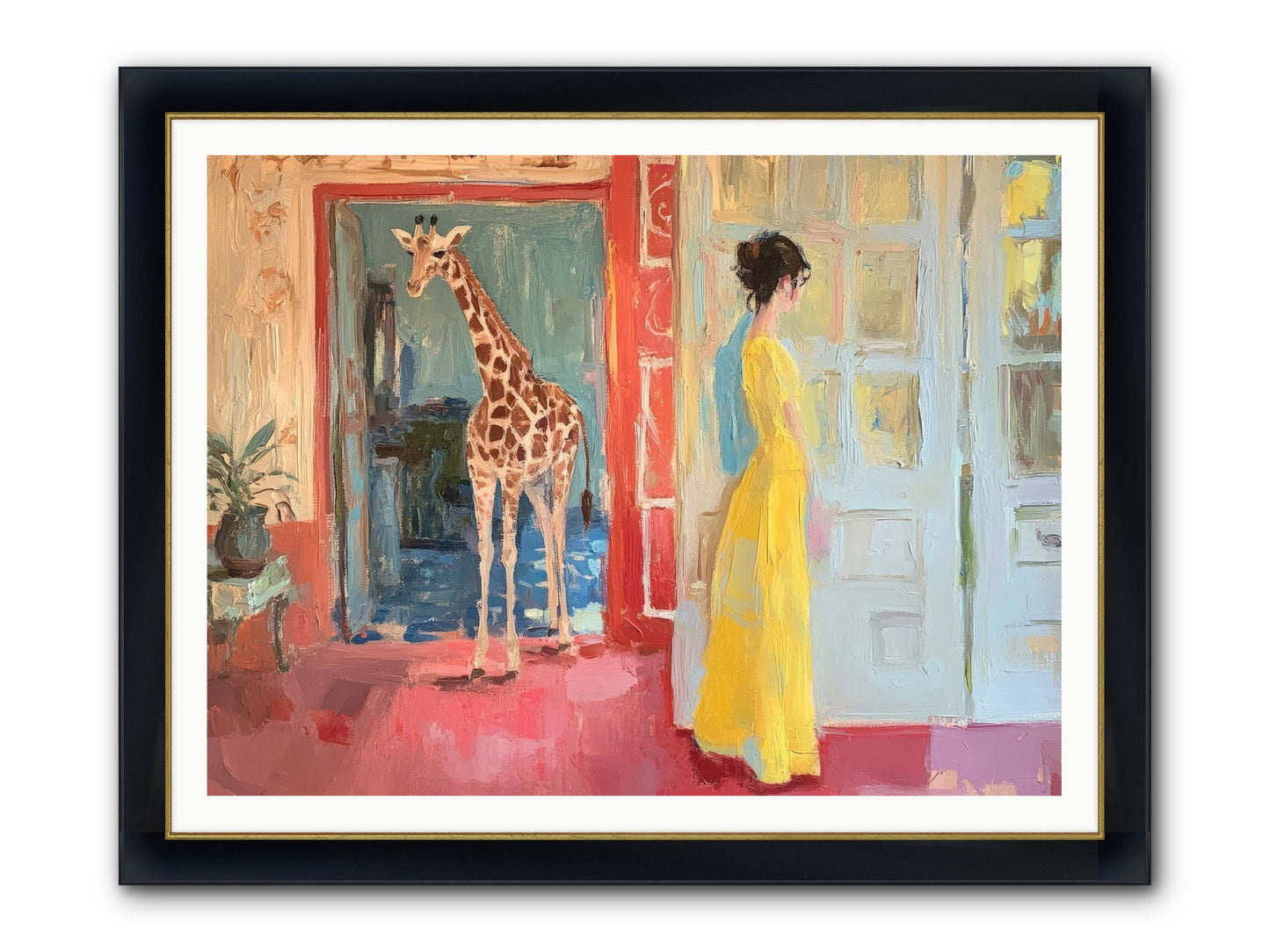 Primrose's Tall Tea Guest Framed Print - Wide Black w/Gold 48x36