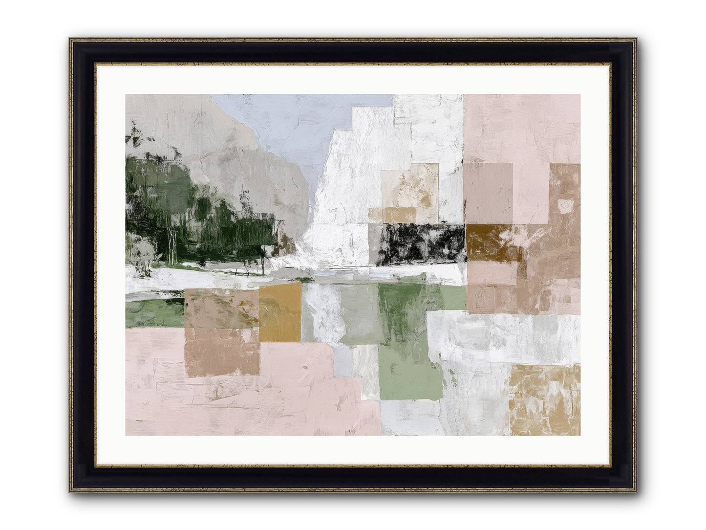 Prism Dusk No.2 Framed Print - Black & Gold 32x24
