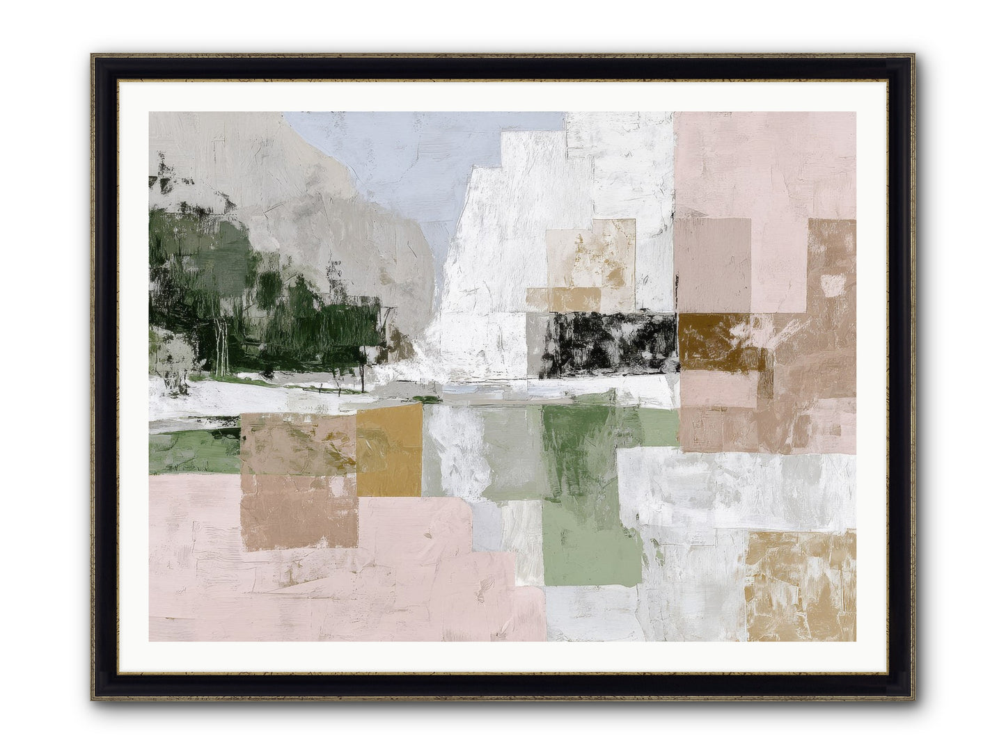 Prism Dusk No.2 Framed Print - Black & Gold 48x36