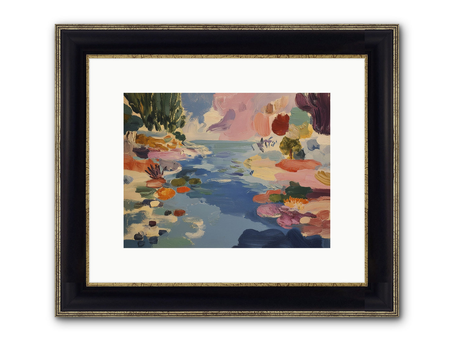 Prism Waters Framed Print - Black & Gold 12x9
