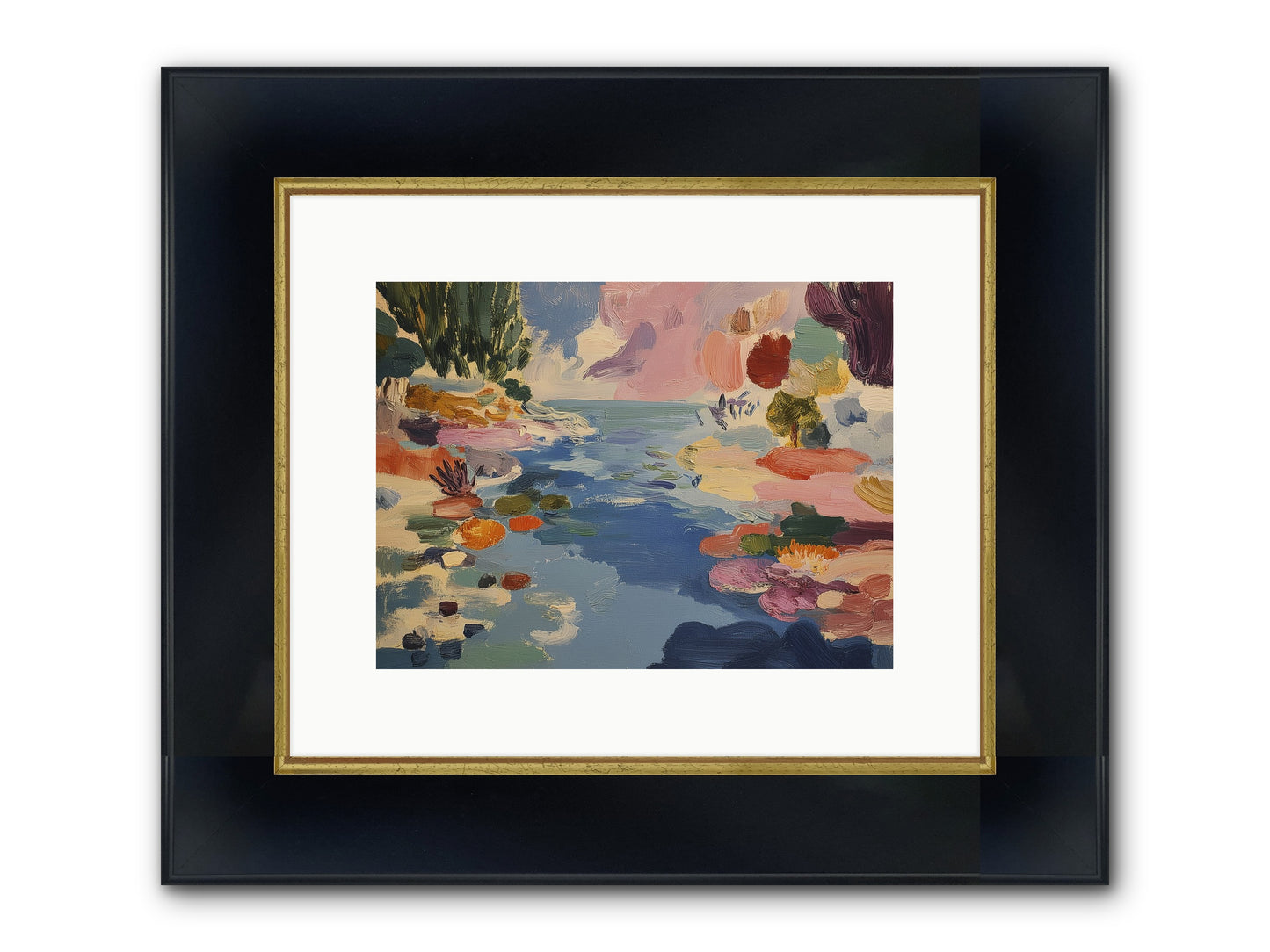 Prism Waters Framed Print - Wide Black w/Gold 12x9