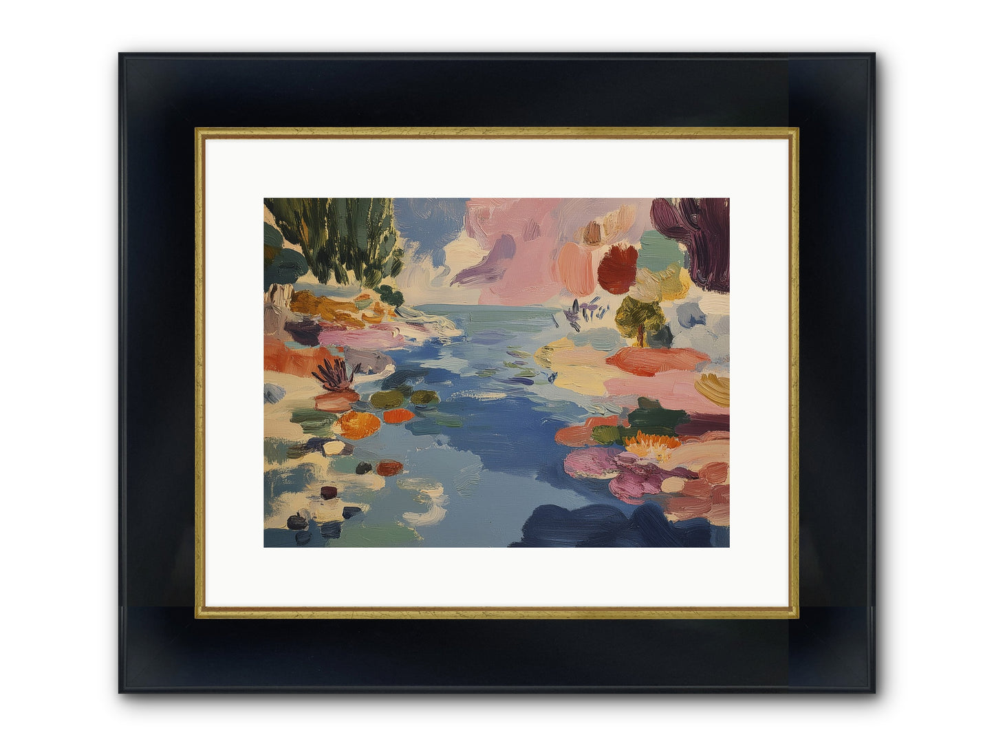 Prism Waters Framed Print - Wide Black w/Gold 16x12