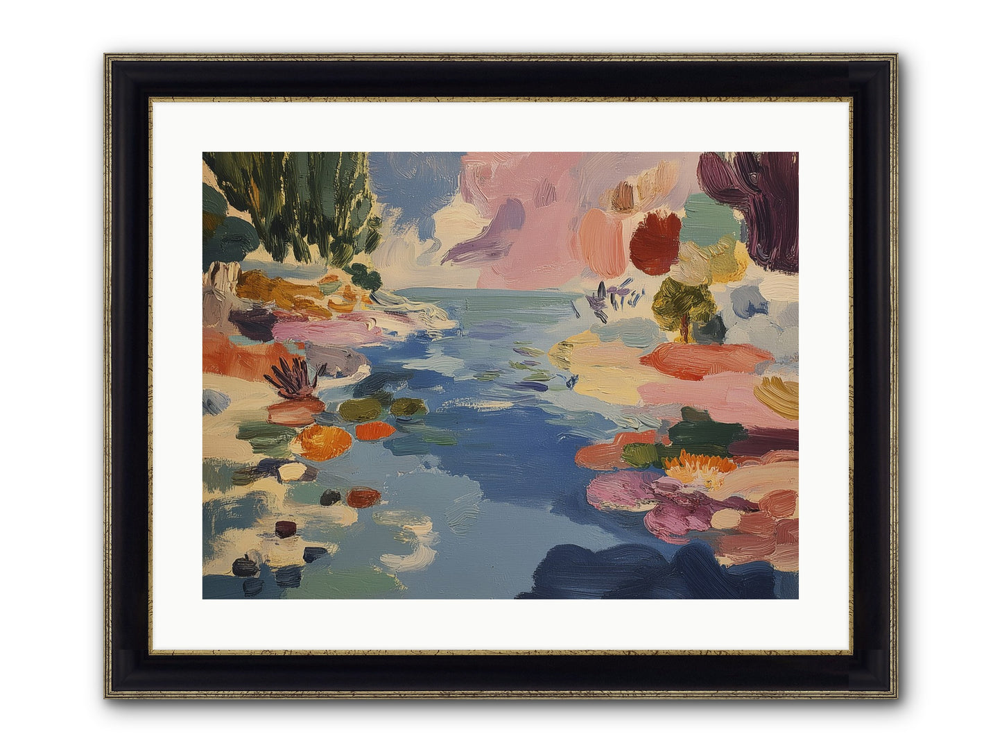 Prism Waters Framed Print - Black & Gold 24x18