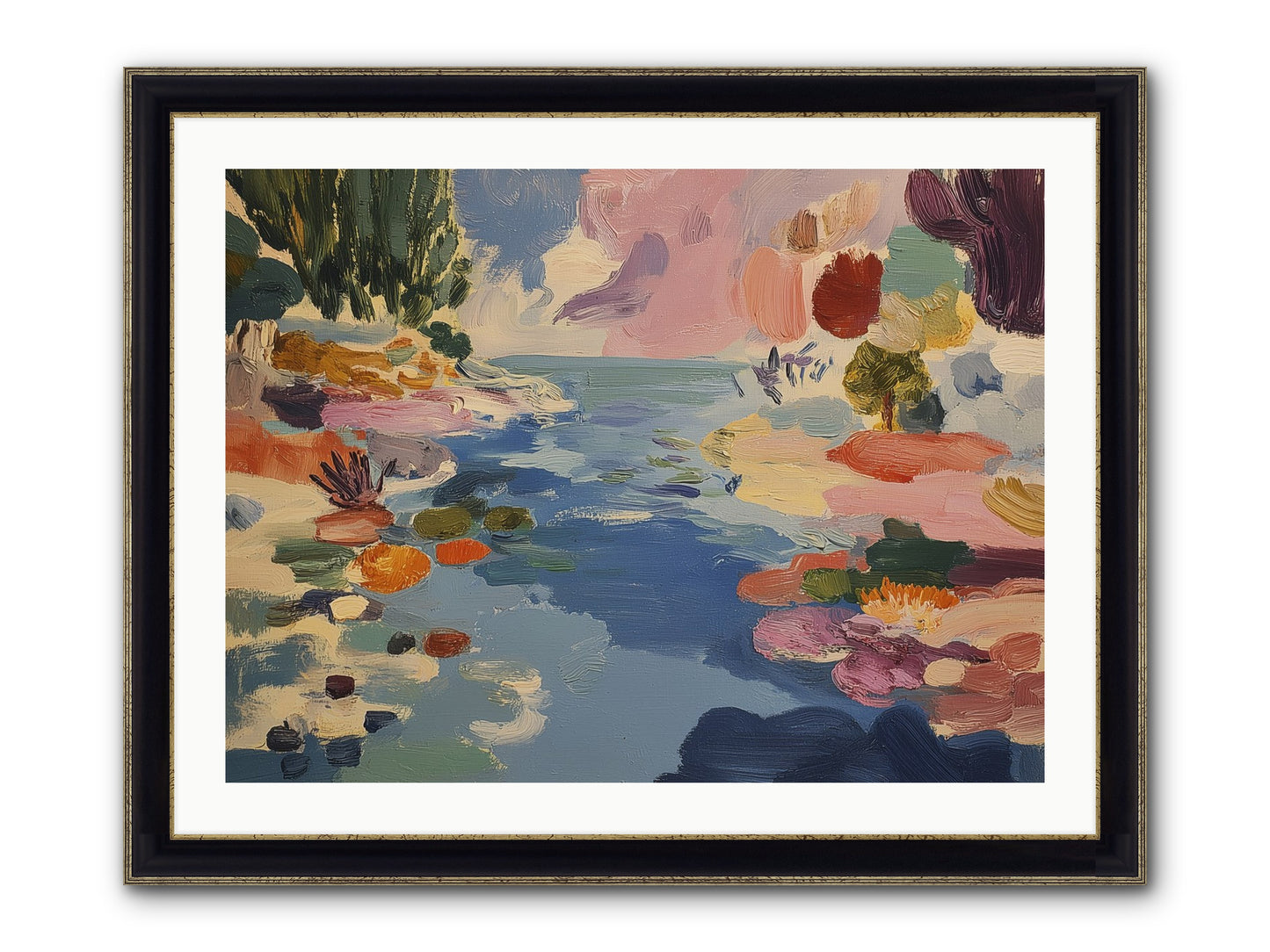 Prism Waters Framed Print - Black & Gold 32x24