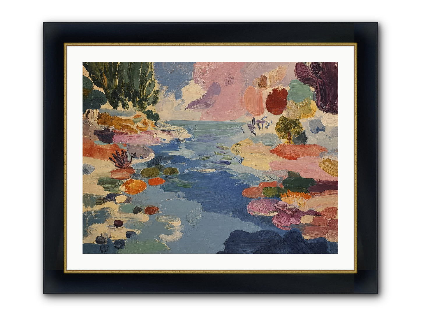 Prism Waters Framed Print - Wide Black w/Gold 32x24