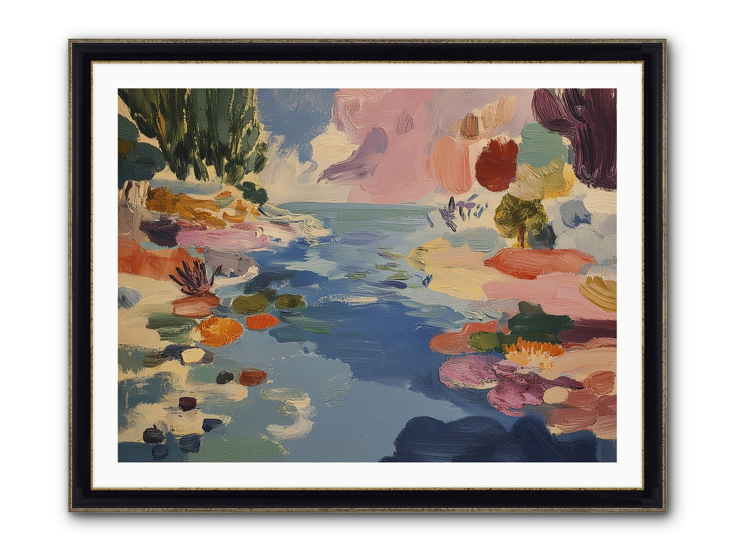 Prism Waters Framed Print - Black & Gold 40x30