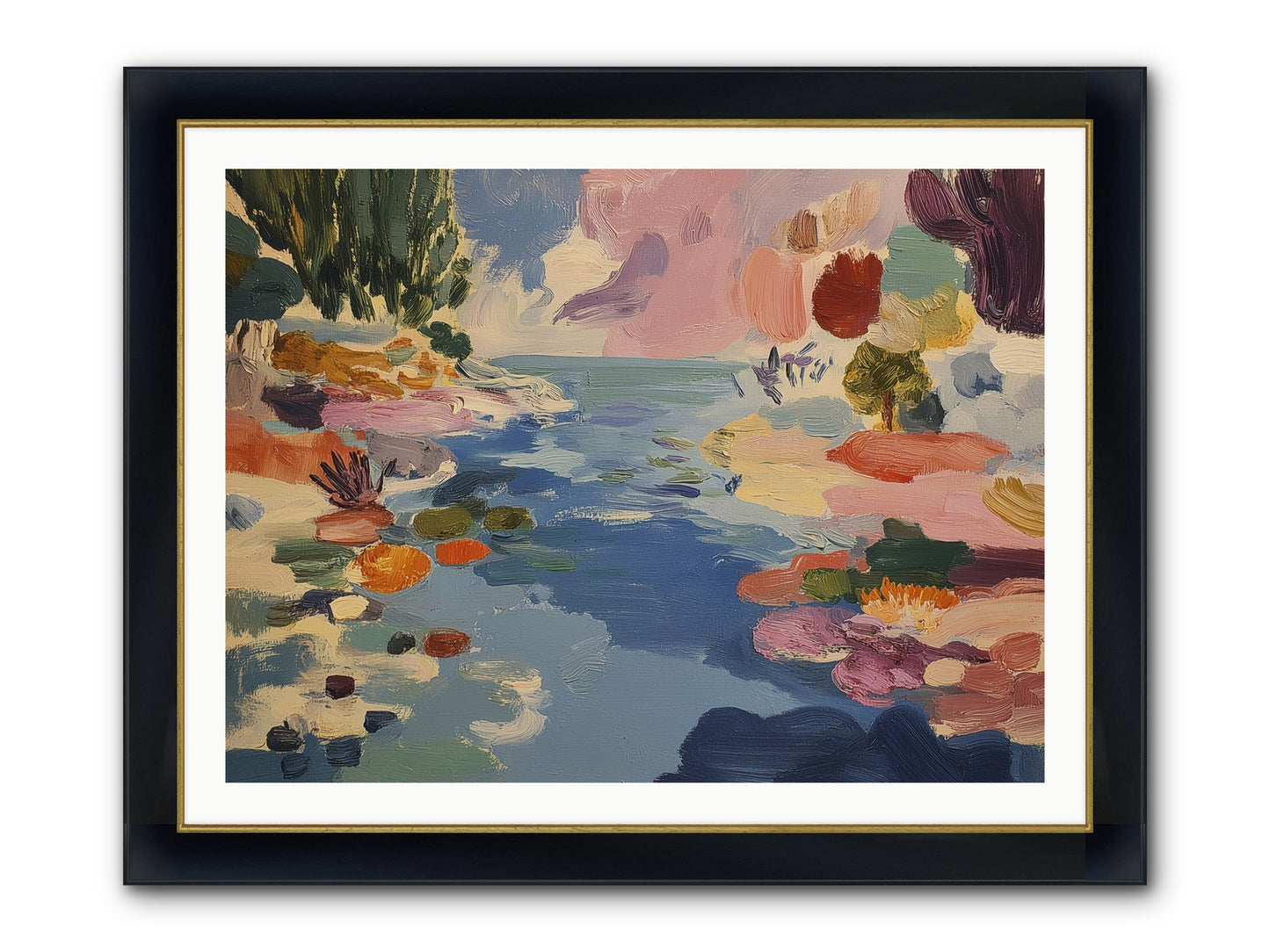 Prism Waters Framed Print - Wide Black w/Gold 40x30