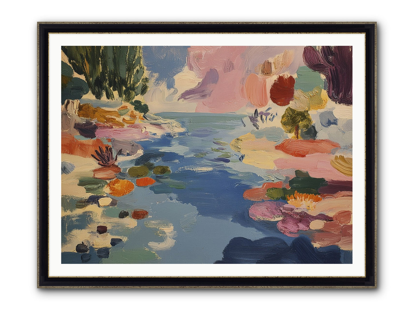 Prism Waters Framed Print - Black & Gold 48x36