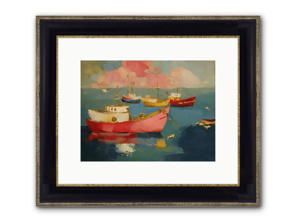 Prismatic Port Framed Print - Black & Gold 12x9