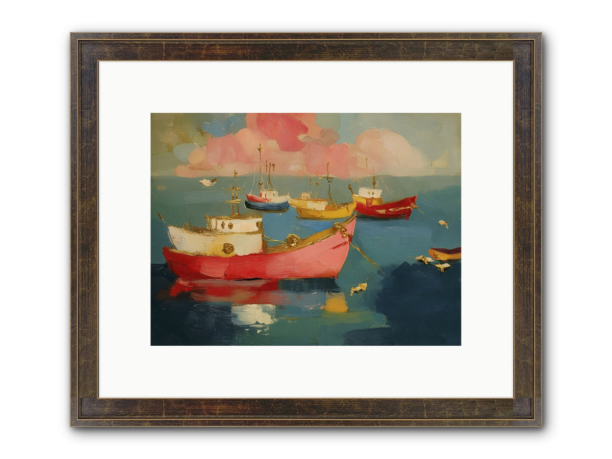 Prismatic Port Framed Print - Slimwoods Black/Gold 12x9