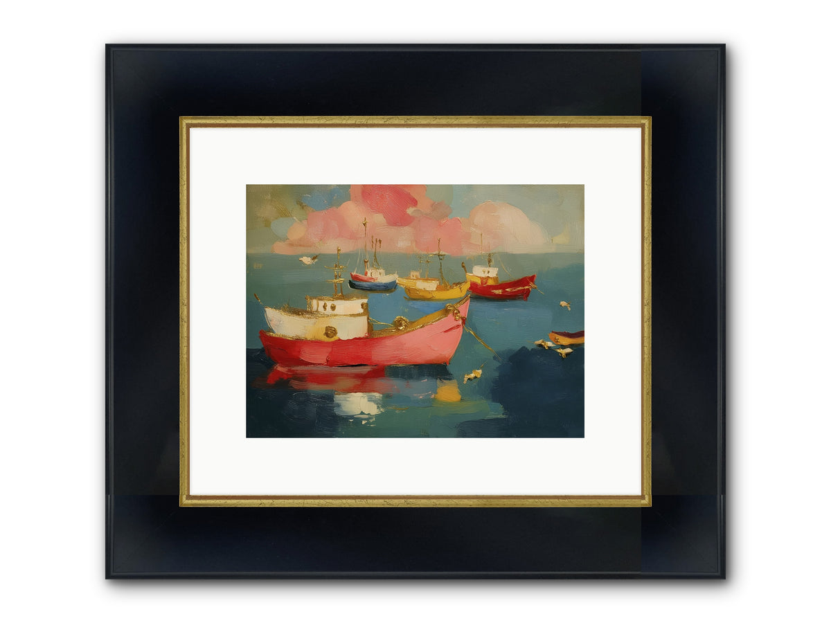 Prismatic Port Framed Print - Wide Black w/Gold 12x9