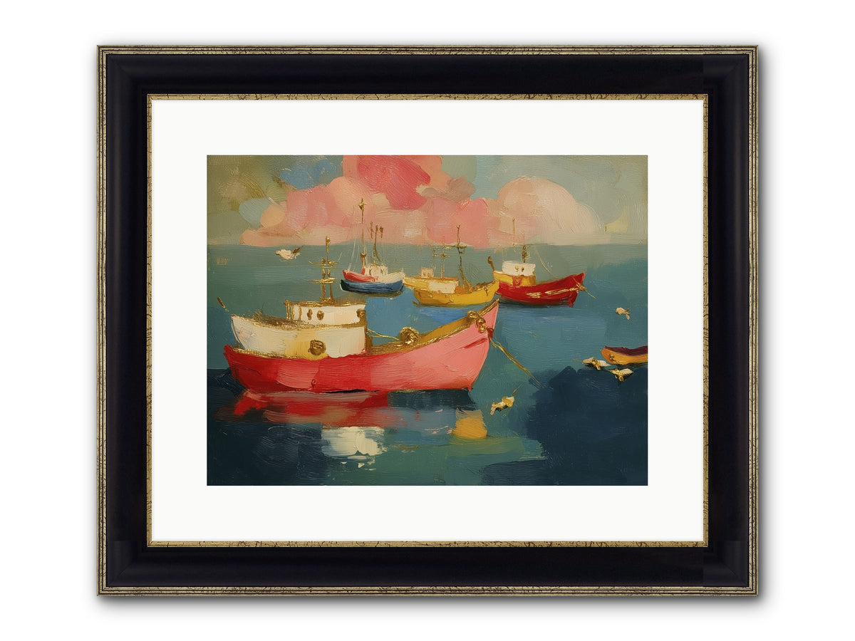 Prismatic Port Framed Print - Black & Gold 16x12