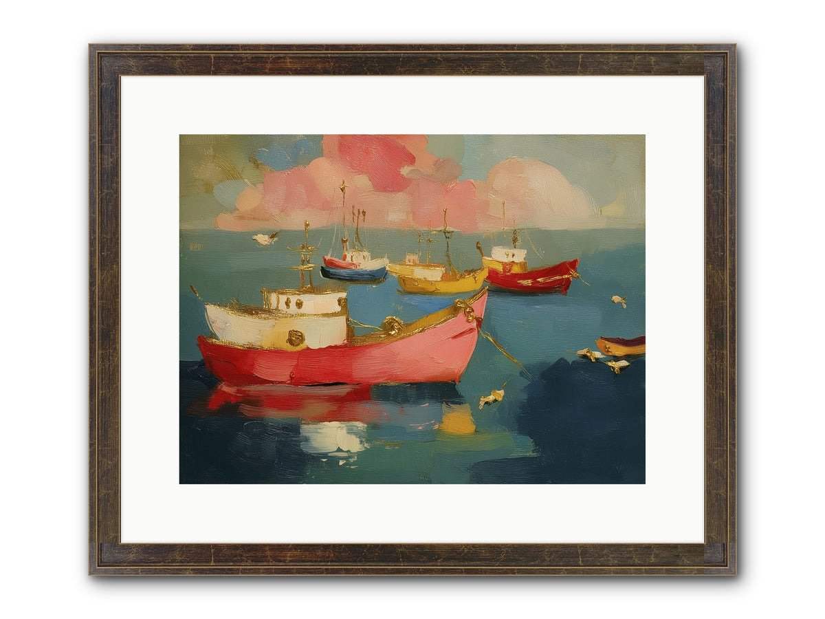 Prismatic Port Framed Print - Slimwoods Black/Gold 16x12