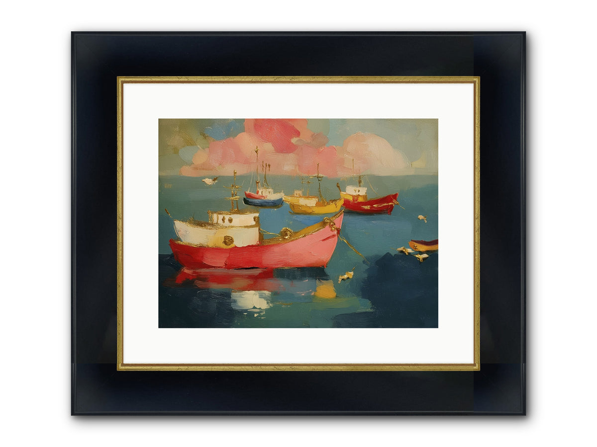 Prismatic Port Framed Print - Wide Black w/Gold 16x12