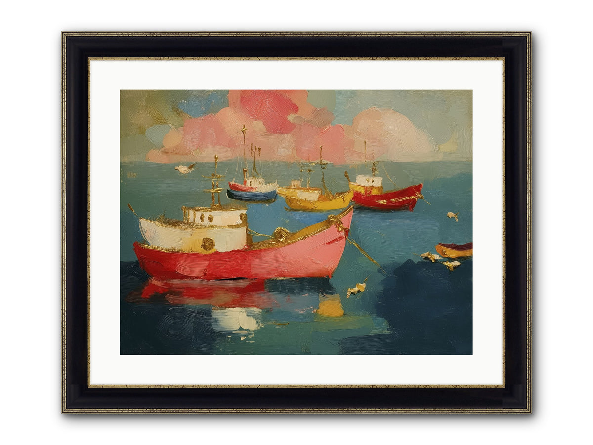 Prismatic Port Framed Print - Black & Gold 24x18