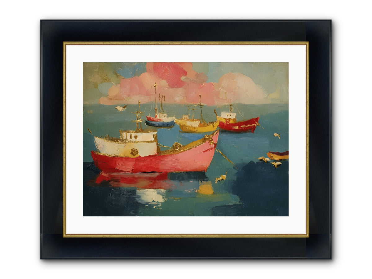 Prismatic Port Framed Print - Wide Black w/Gold 24x18
