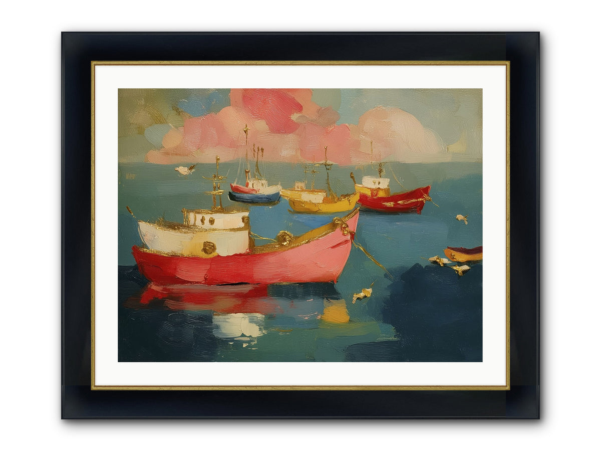 Prismatic Port Framed Print - Wide Black w/Gold 32x24