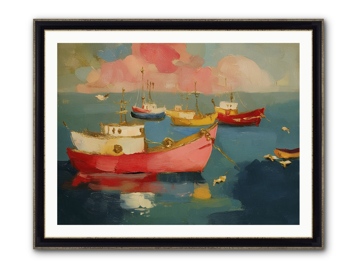 Prismatic Port Framed Print - Black & Gold 40x30