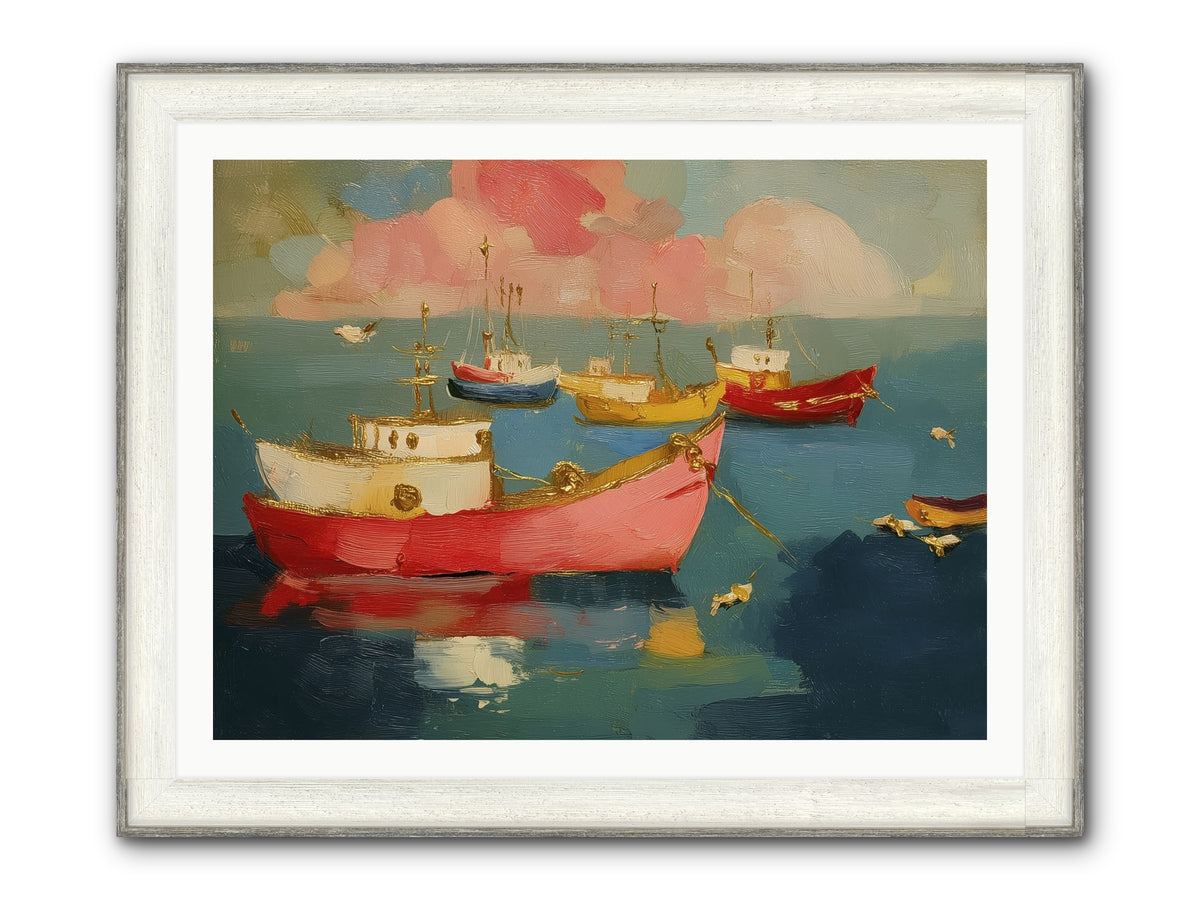 Prismatic Port Framed Print - Driftwood White 40x30