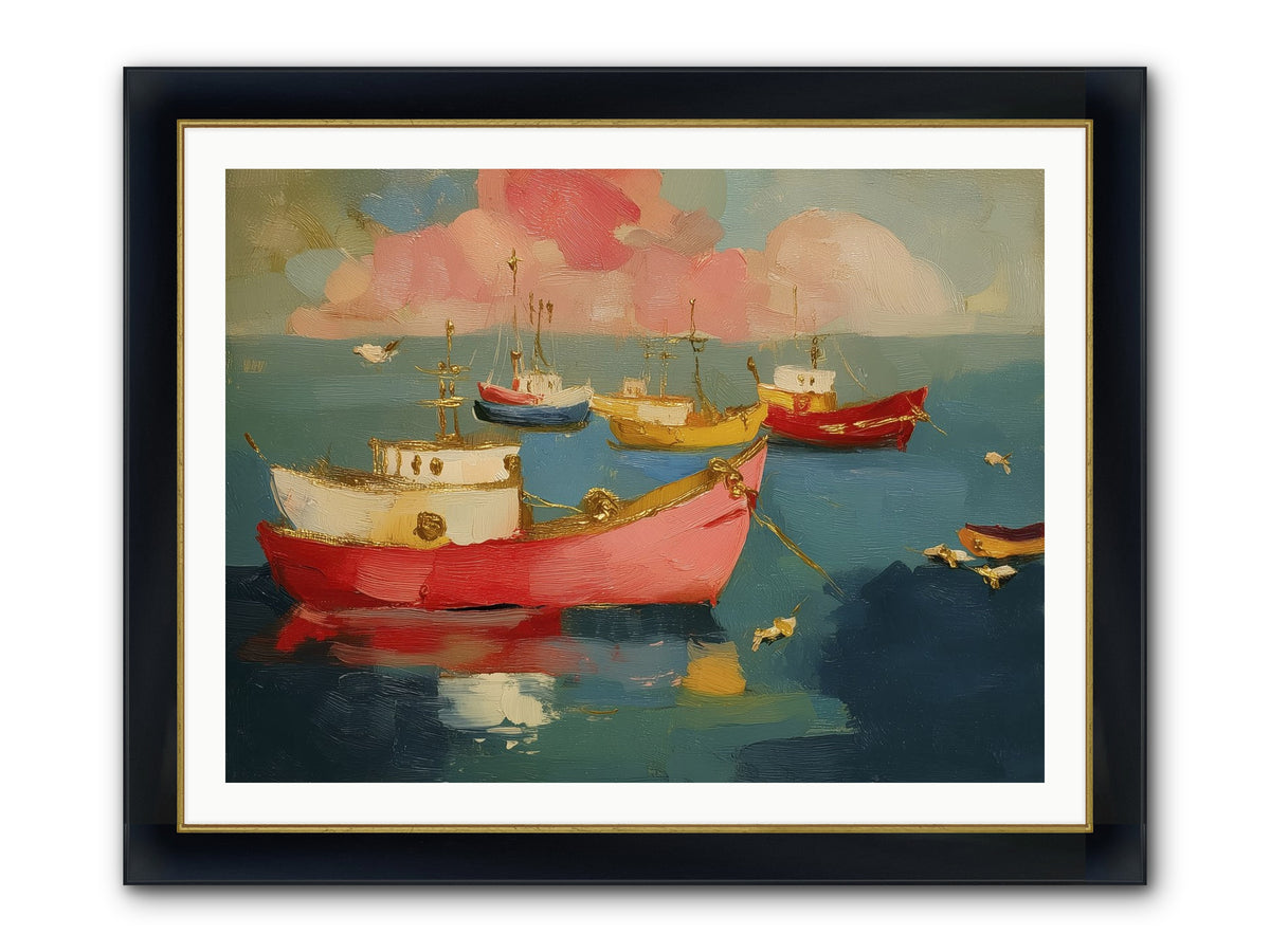 Prismatic Port Framed Print - Wide Black w/Gold 40x30