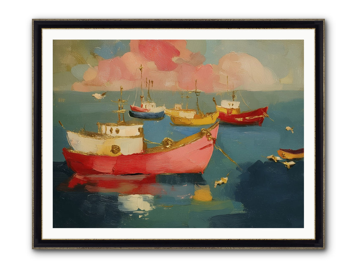 Prismatic Port Framed Print - Black & Gold 48x36