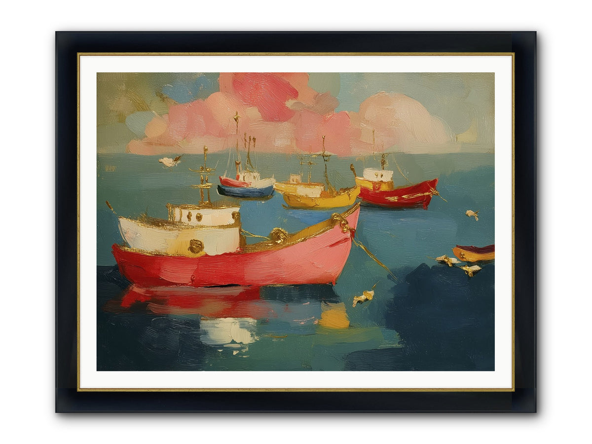 Prismatic Port Framed Print - Wide Black w/Gold 48x36