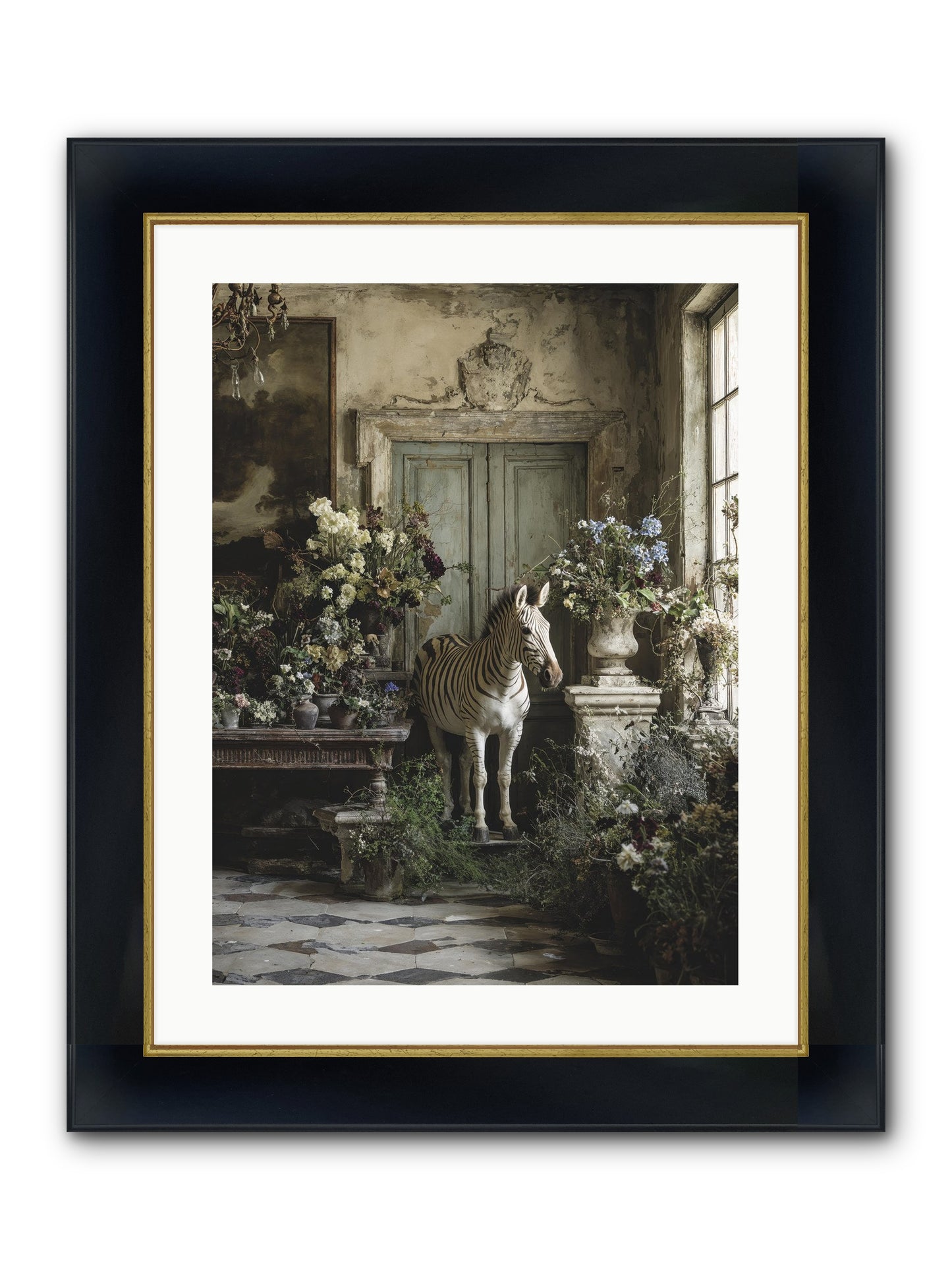Private Eden Framed Print - Wide Black w/Gold 18x24