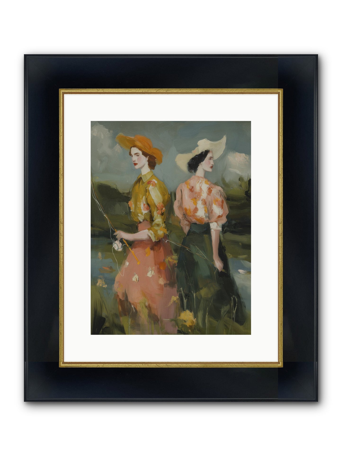 Promising Waters Framed Print - Wide Black w/Gold 12x16