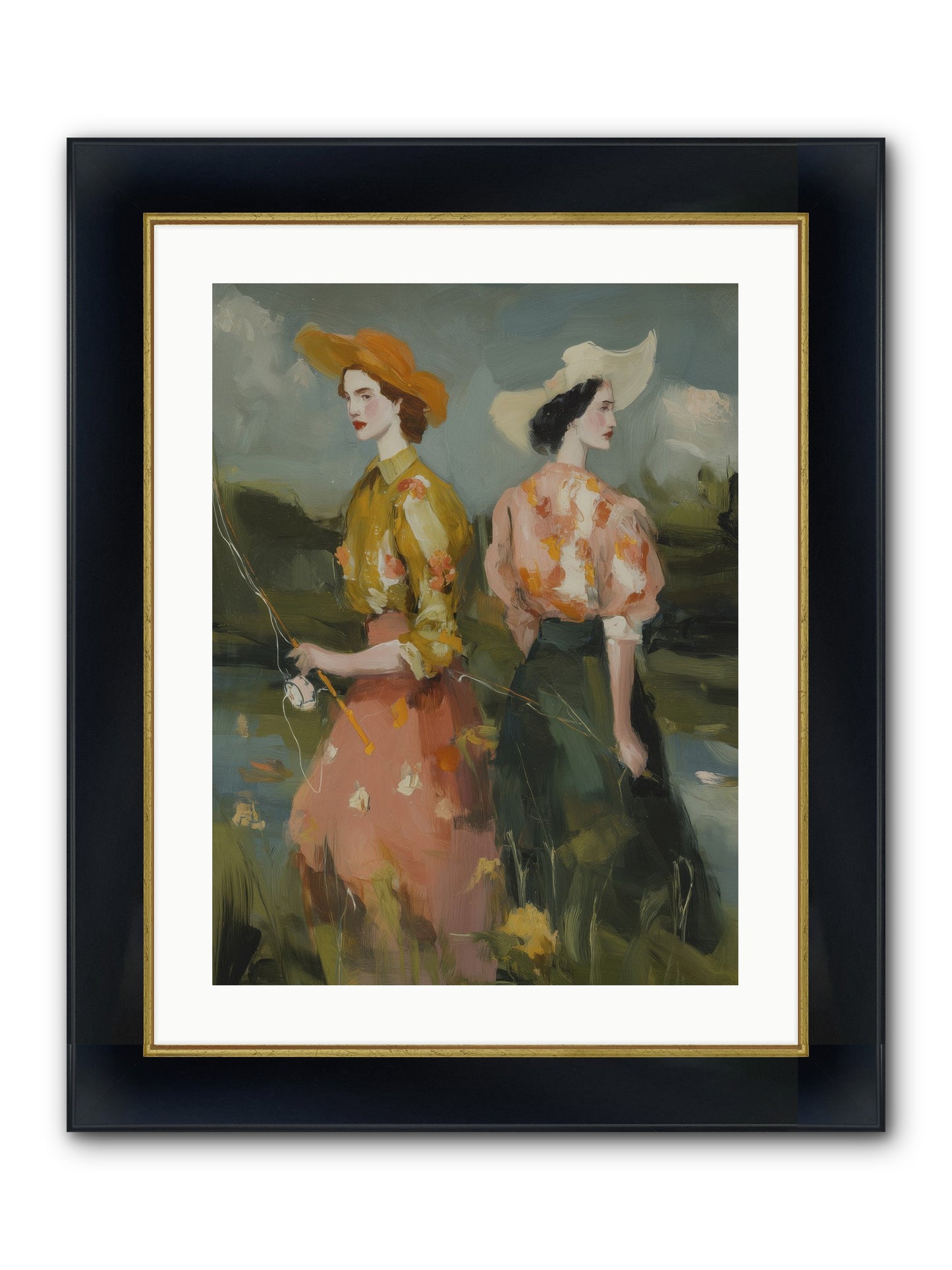 Promising Waters Framed Print - Wide Black w/Gold 18x24
