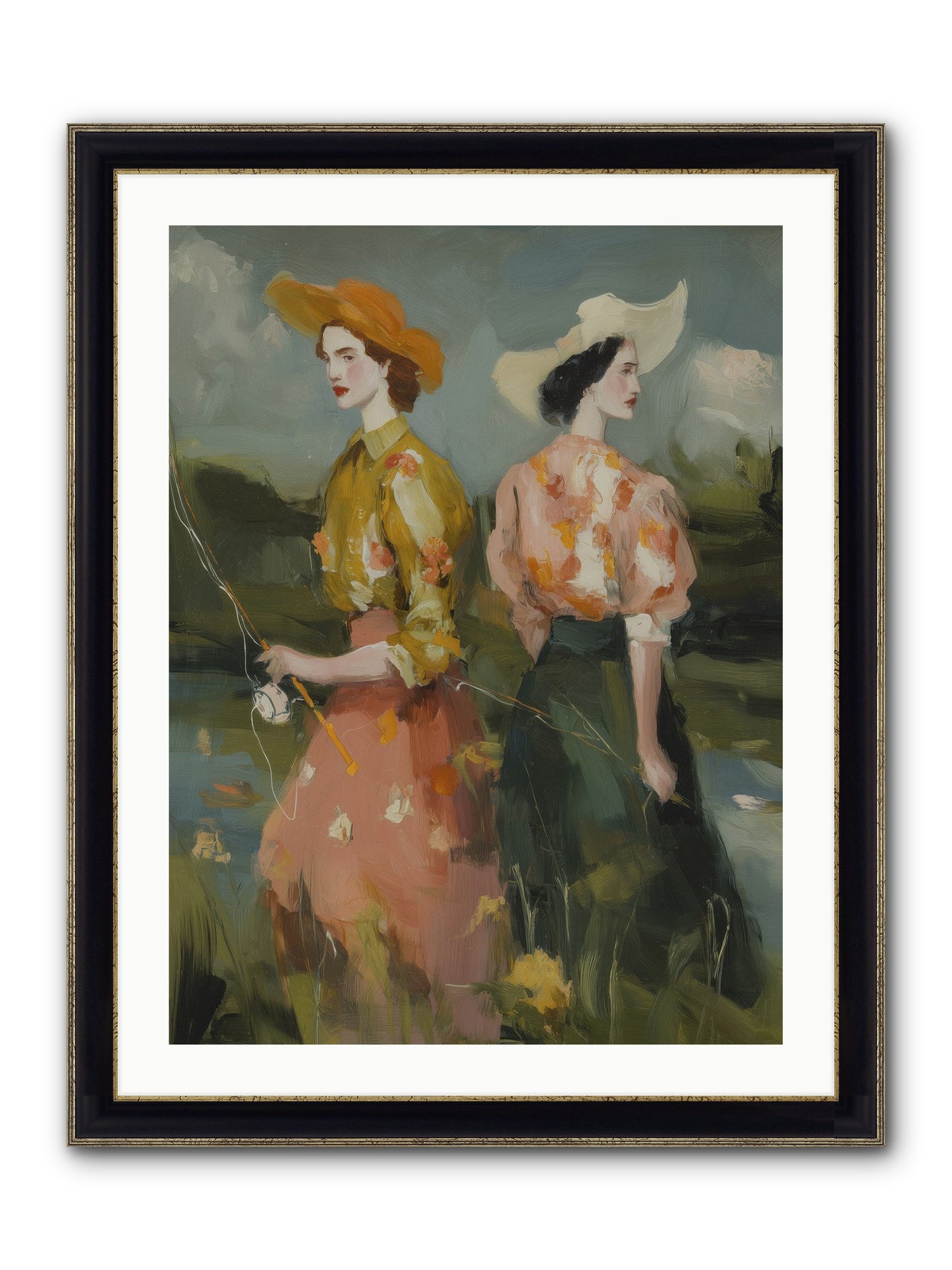 Promising Waters Framed Print - Black & Gold 24x32