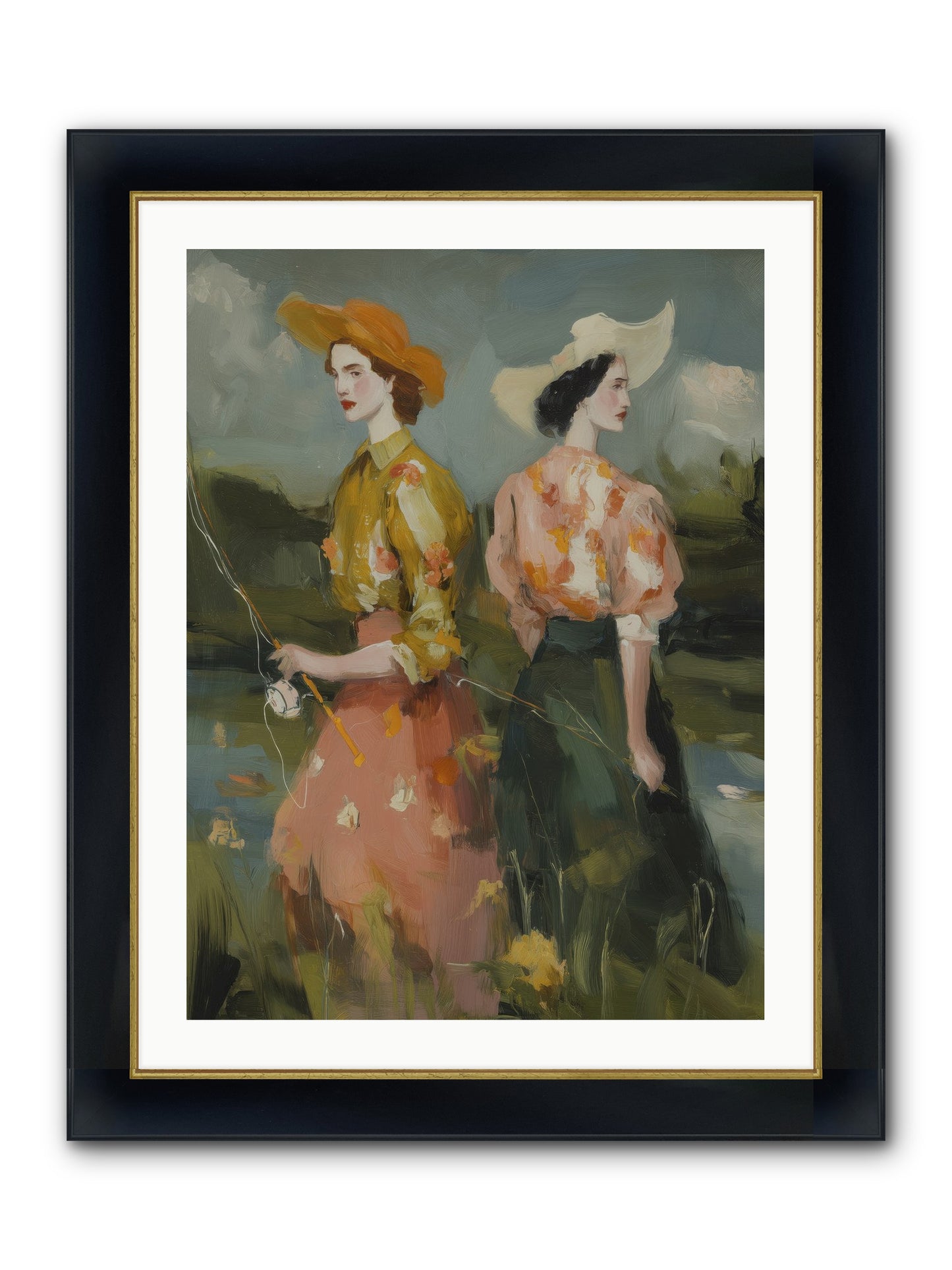 Promising Waters Framed Print - Wide Black w/Gold 24x32