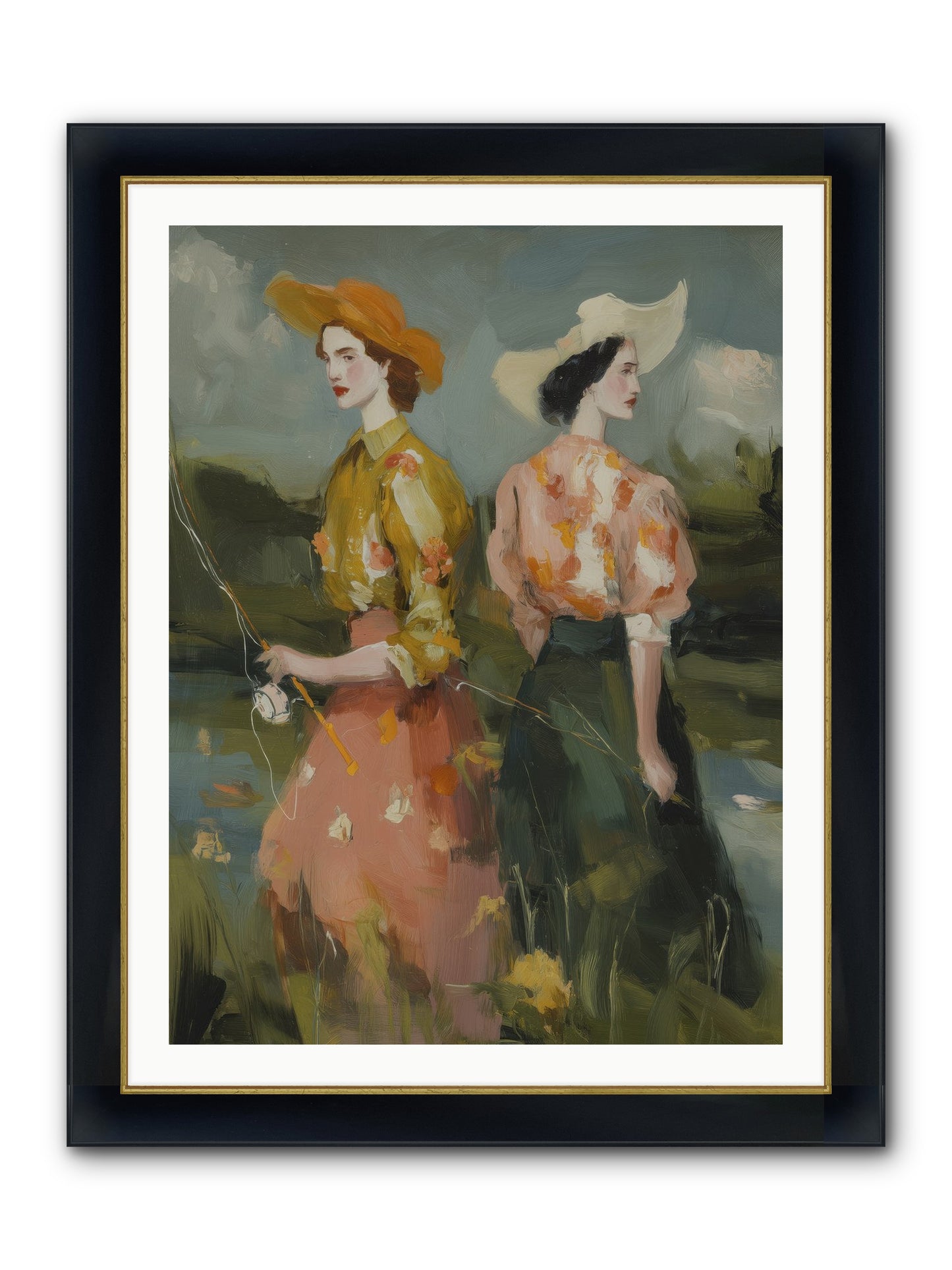 Promising Waters Framed Print - Wide Black w/Gold 30x40