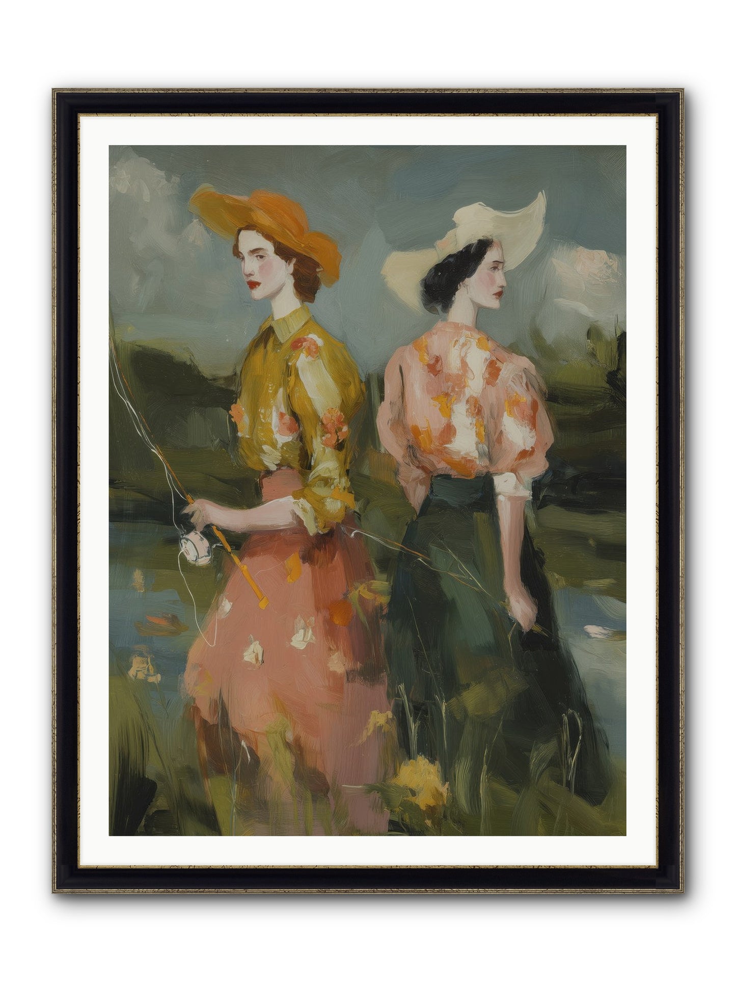 Promising Waters Framed Print - Black & Gold 36x48